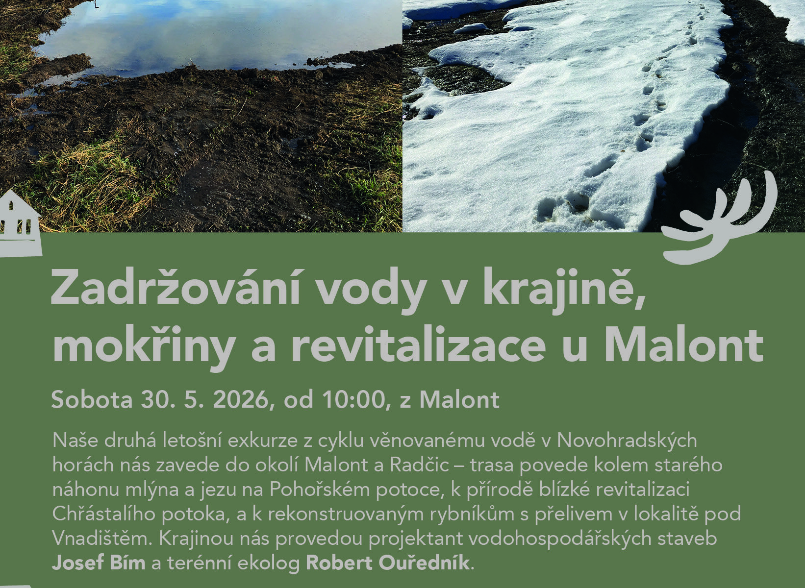 Zadržování vody v krajině, mokřiny a revitalizace u Malont