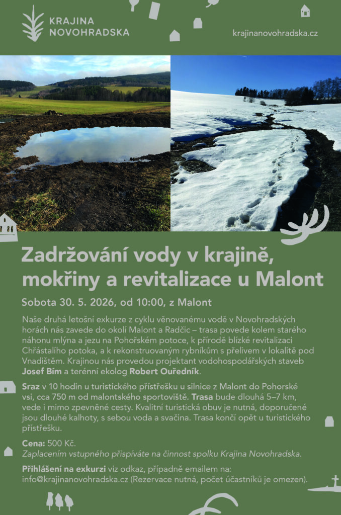 Zadržování vody v krajině, mokřiny a revitalizace u Malont