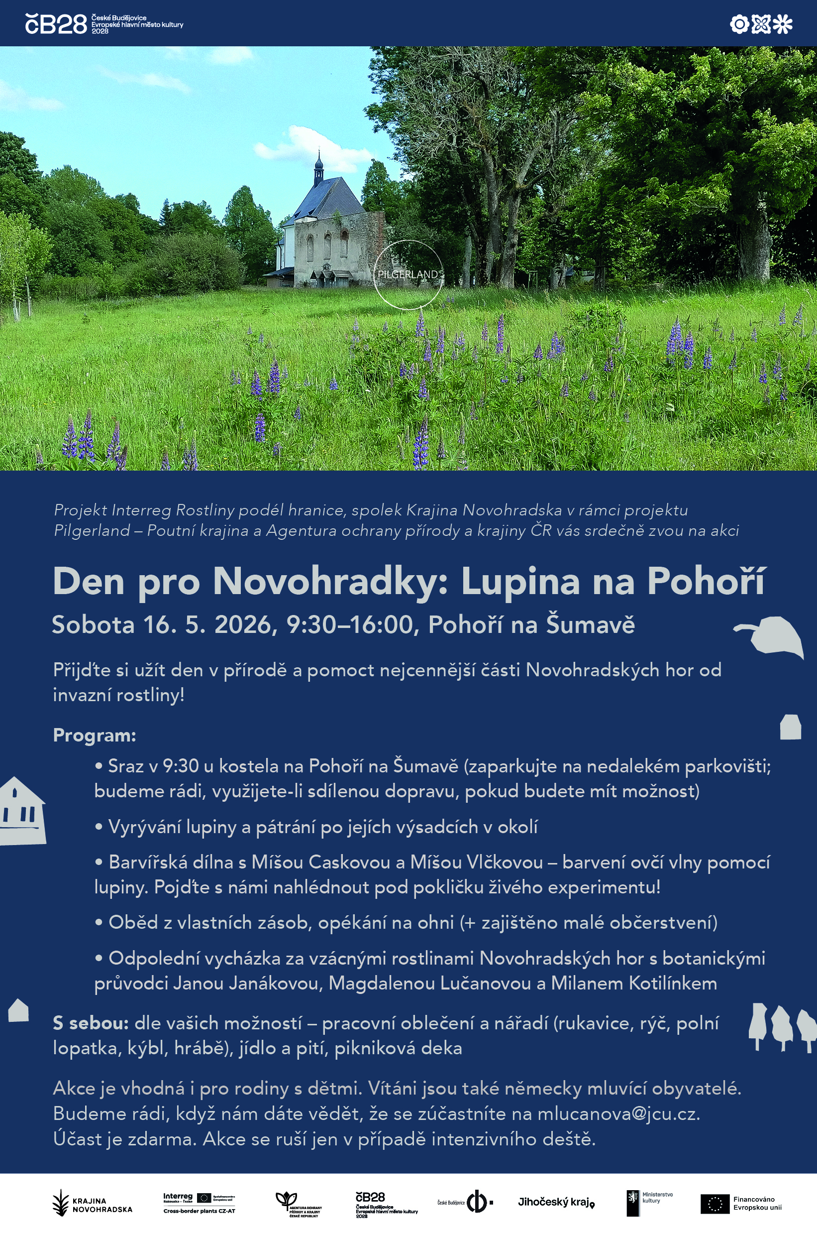 pozvánka na akci vyrýpávání lupiny na Pohoří
